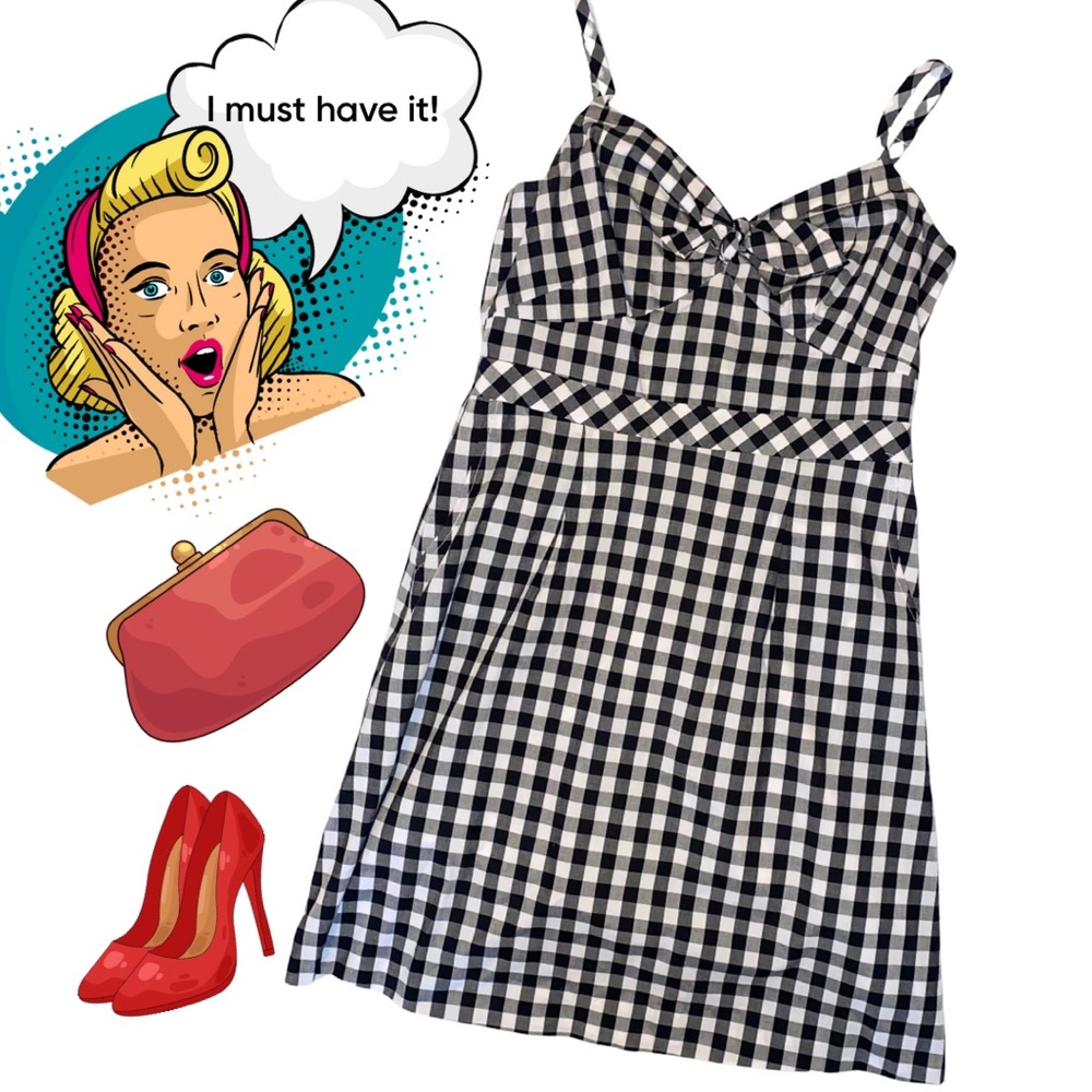 Hearts & Found Black and White Gingham Dress